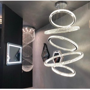 PENDENTE ANEL CRISTAL 1M/90/80/70/60CM LED 3000K