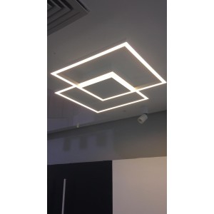 PLAFON CLOSE DUPLO QUADRADOS C/53M LED INTEGRADO 36W 3000K OU 4000K