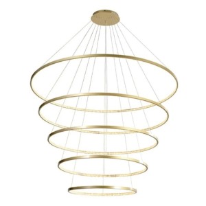 PENDENTE UP ANEIS 1,40M/1,20M/1M/80CM/60CM/40CM DOURADO LED 3000K